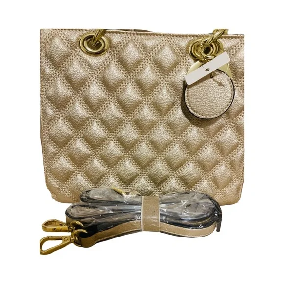 Elegant Gold Quilted Mini Bag - Picture 4 of 8